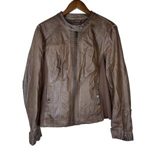 Sebby Collection Jacket‎ Womens Large Faux Leather Moto Zip Pocket Biker Moto
